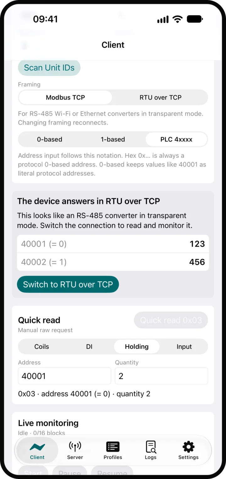 The app spots a transparent converter and offers to switch framing.